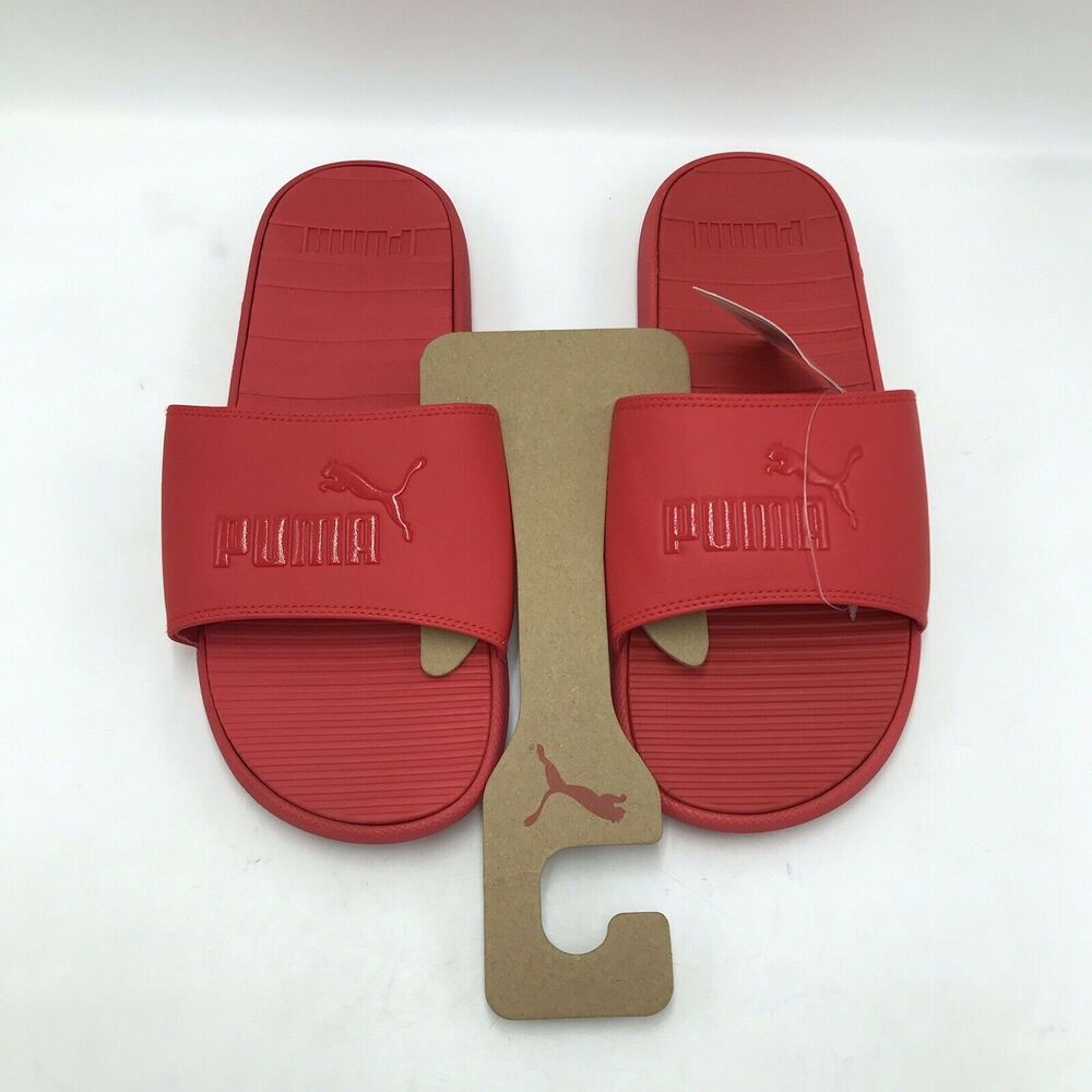 Puma Men's 11 Slides Cool Cat High Risk Red Spell Out Slip On NWT